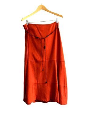 LAURA SCOTT-WOMEN ORANGE/RED JEWEL BELT BOHEMIAN MAXI SKIRT SIZE 16